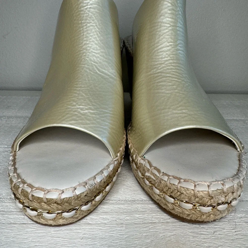 KARL LAGERFELD Paris Carina Slip On Open Toe Wedge Sandals Women’s 9.5 LIKE NEW - Picture 4 of 10